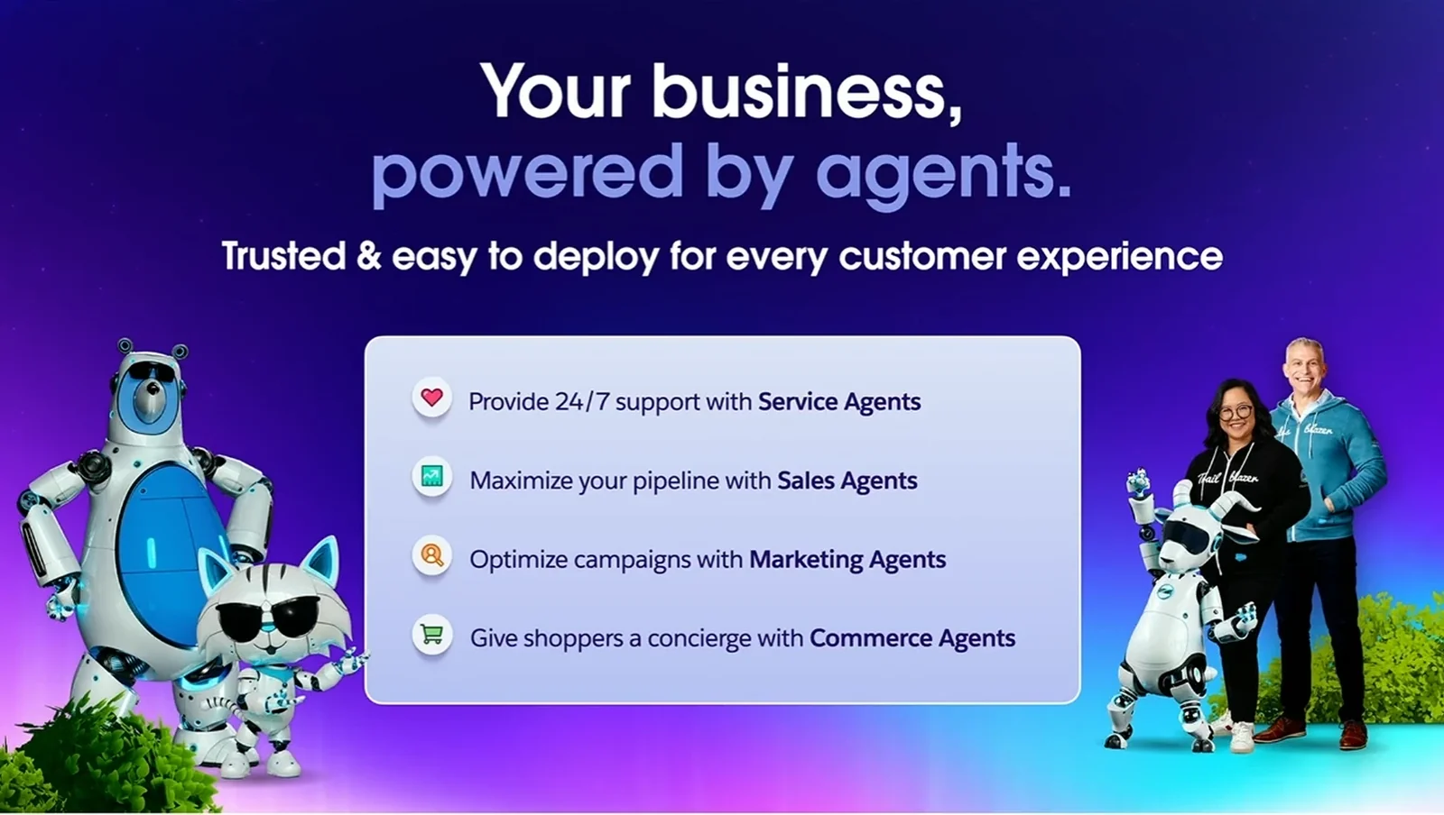 Agentforce 可依角色部署,串聯銷售、客服、行銷等多部門任務流程